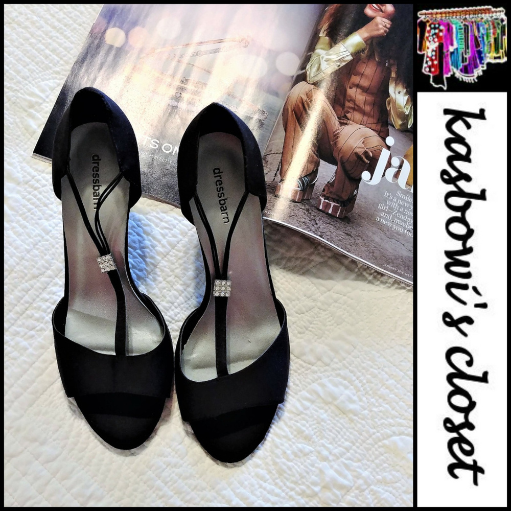 NWOT Rhinestone T-Strap Open Toe Heels 8.5W